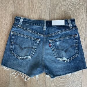 Rich blue Re/Done denim jean shorts raw hem Sz. Small 26 Levis vintage perfect